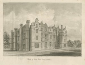 Keele Hall: sepiateckning av John Buckler