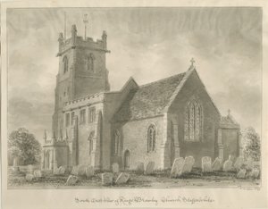 Kings Bromley Church: sepiateckning, 1839 av John Buckler