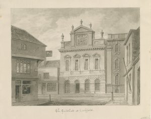 Lichfield - Guildhall: sepiateckning av John Buckler