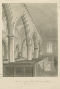 Lichfield - Interiör av St. Tchads kyrka: sepiateckning av John Buckler
