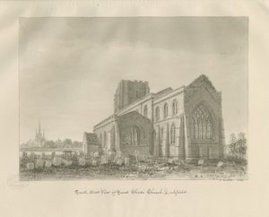 Lichfield - St. Tchads kyrka: sepiateckning av John Buckler