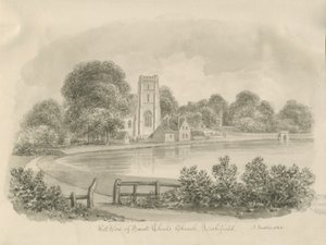 Lichfield - St. Tchads kyrka: sepiateckning av John Buckler