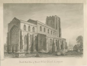 Lichfield - St. Tchads kyrka: sepiateckning av John Buckler