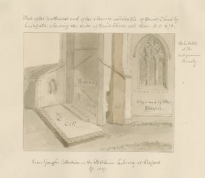 Lichfield - St. Tchads kyrka: sepiatvättteckning av John Buckler