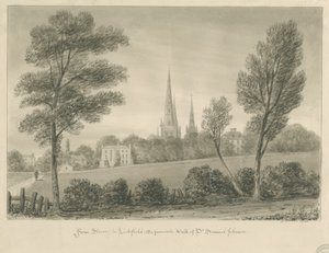 Lichfield - Stowe: sepiateckning av John Buckler