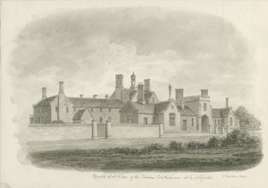 Lichfield - Union Workhouse: sepiateckning av John Buckler