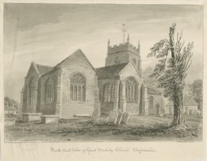 Madeley Church: sepiatvättteckning av John Buckler