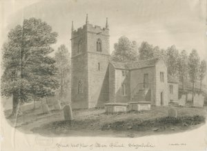 Maer Church: sepiatvättteckning av John Buckler
