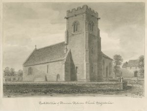 Mavesyn Ridware Church: sepiateckning, 1839 av John Buckler