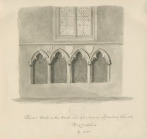 Norbury Church - Priests" stånd: sepiatvättteckning, 1843 av John Buckler
