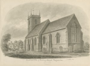Norbury Church: sepiatvättteckning, 1843 av John Buckler