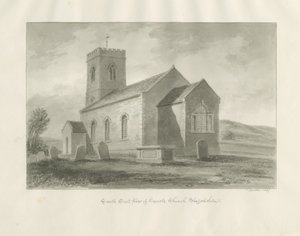 Onecote Church: sepiatvättteckning, 1847 av John Buckler
