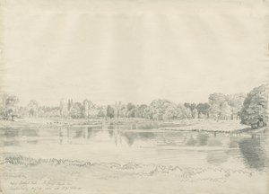 Patshull House - Park and Pool: blyertsteckning, 25 augusti 1820 av John Buckler