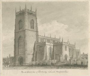 Penkridge Church: sepiateckning, 1837 av John Buckler