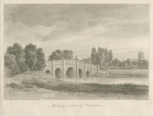 Penkridge Town - [Bull] Bridge: sepiateckning av John Buckler