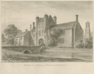 Pillaton Hall: sepiateckning, 1841 av John Buckler