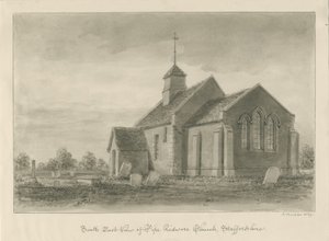 Pipe Ridware Church: sepiateckning av John Buckler