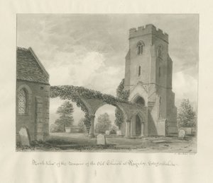 Rugeley Church (gammal): sepiateckning av John Buckler