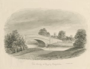 Rugeley Town - Bridge: sepiateckning, 1842 av John Buckler
