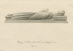 Shareshill Church - Monumental bild [Cassandra Swynnerton]: sepiatvättteckning av John Buckler