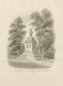 Shugborough - Kattmonument: sepiateckning av John Buckler