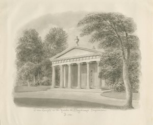 Shugborough - Doriskt tempel: sepiateckning, 1842 av John Buckler