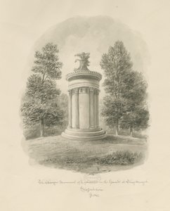 Shugborough - The Choragic Monument of Lysicrates: sepiateckning av John Buckler