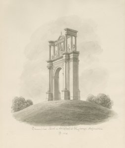 Shugborough - Triumfbåge: sepiateckning av John Buckler