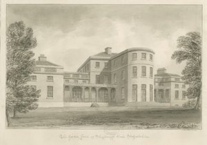 Shugborough Hall - Trädgårdsfront: sepiateckning, 1842 av John Buckler