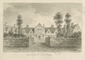 Stafford - Alms Houses: sepiateckning av John Buckler