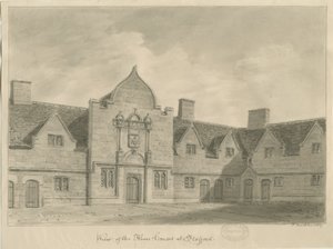 Stafford - Alms Houses: sepiateckning, 1837 av John Buckler