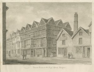 Stafford - Ancient "High House": sepiateckning, 1841 av John Buckler
