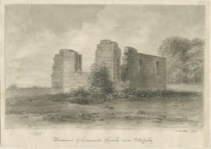 Stafford - Creswell Chapel: sepiateckning, 1837 av John Buckler