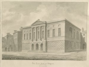Stafford - Shire Hall: sepiateckning av John Buckler