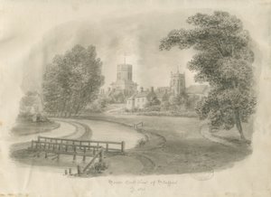 Stafford - South East View: sepiateckning av John Buckler