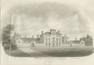 Stafford - Union Workhouse: sepiateckning av John Buckler