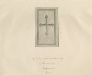 Standon Church - Gravsten: sepiateckning av John Buckler
