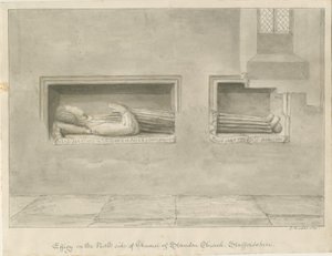 Standon Church - Wall Tomb [till Nicholas Hyde]: sepiateckning av John Buckler