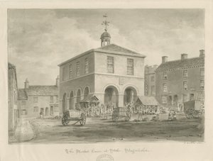 Stoke-upon-Trent - Market House: sepiateckning av John Buckler