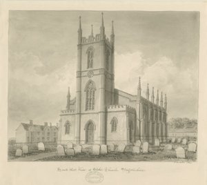 Stoke-upon-Trent Church [Ny]: sepiateckning av John Buckler