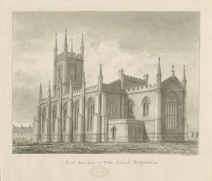 Stoke-upon-Trent Church [Ny]: sepiateckning av John Buckler