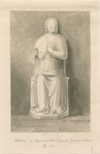 Swynnerton Church - Staty av Jesus Kristus: sepia tvättteckning av John Buckler