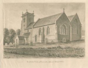 Swynnerton Church: sepiateckning, 1841 av John Buckler