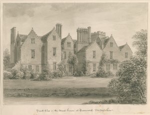 Tamworth - The Moat House: sepiateckning av John Buckler