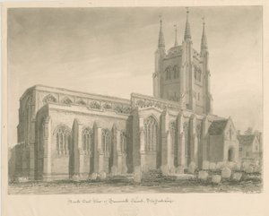 Tamworth Church: sepiateckning av John Buckler