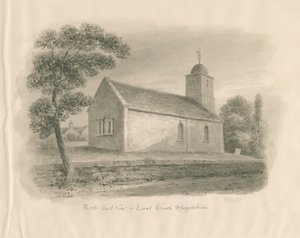 Tixall kyrka: sepia tvätt ritning, nd [?1841] av John Buckler