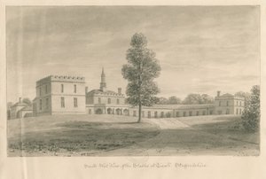 Tixall Hall - Stall: sepiateckning, 1841 av John Buckler