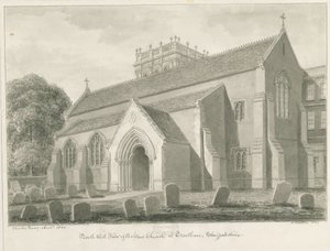 Trentham - New Church: sepiateckning, 1844 av John Buckler