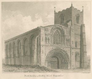Tutbury Priory Church: sepiateckning av John Buckler