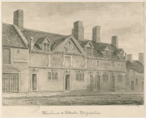 Uttoxeter Town - Almshouses: sepiatvättteckning, 1839 av John Buckler